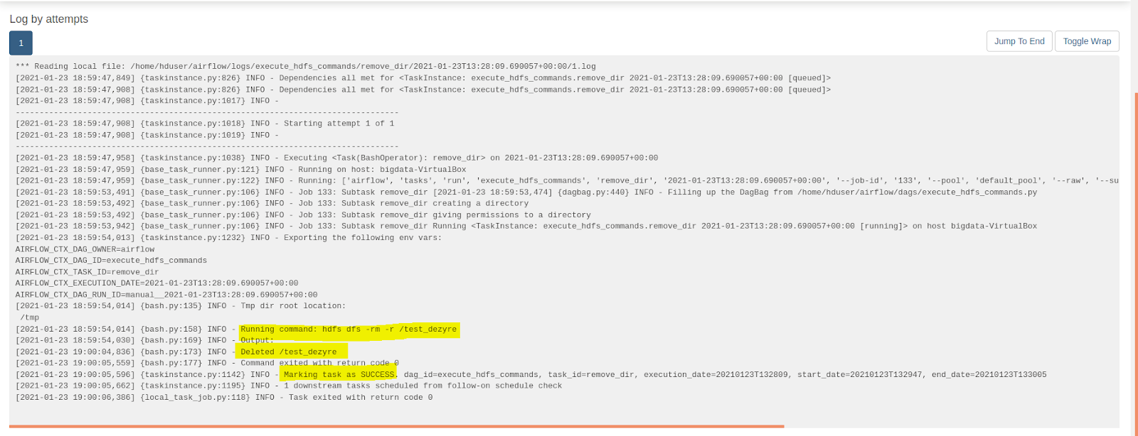 How to perform Hadoop commands using the in the airflow DAG
