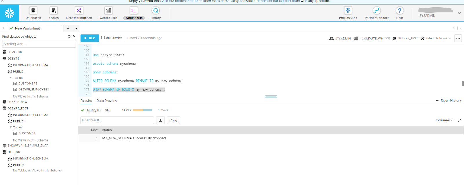 How to restore the dropped schema in Snowflake