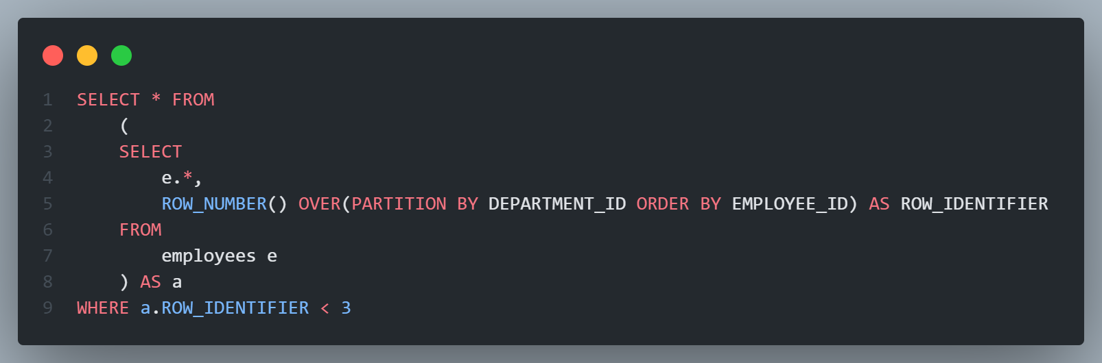 Window functions in SQL